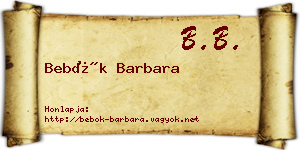 Bebők Barbara névjegykártya